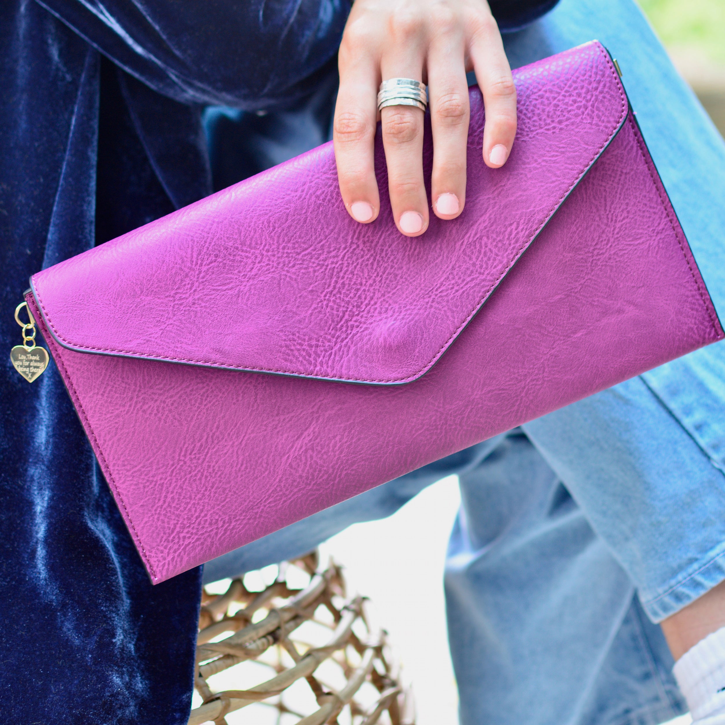 Deep purple clutch on sale bag