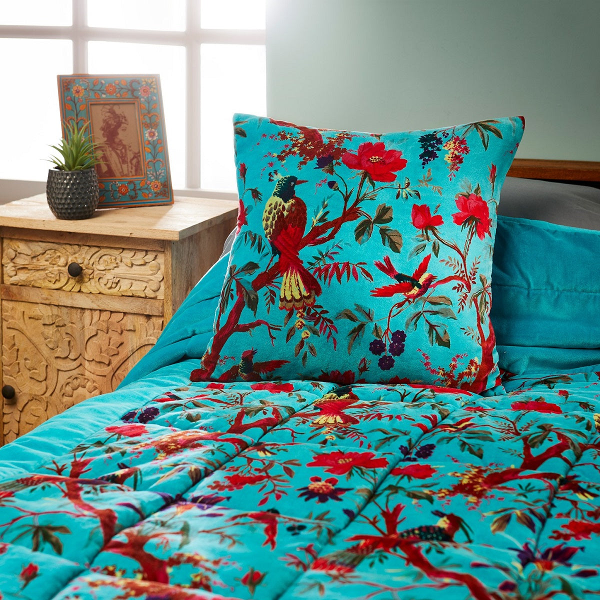 Bird of 2025 paradise velvet cushion