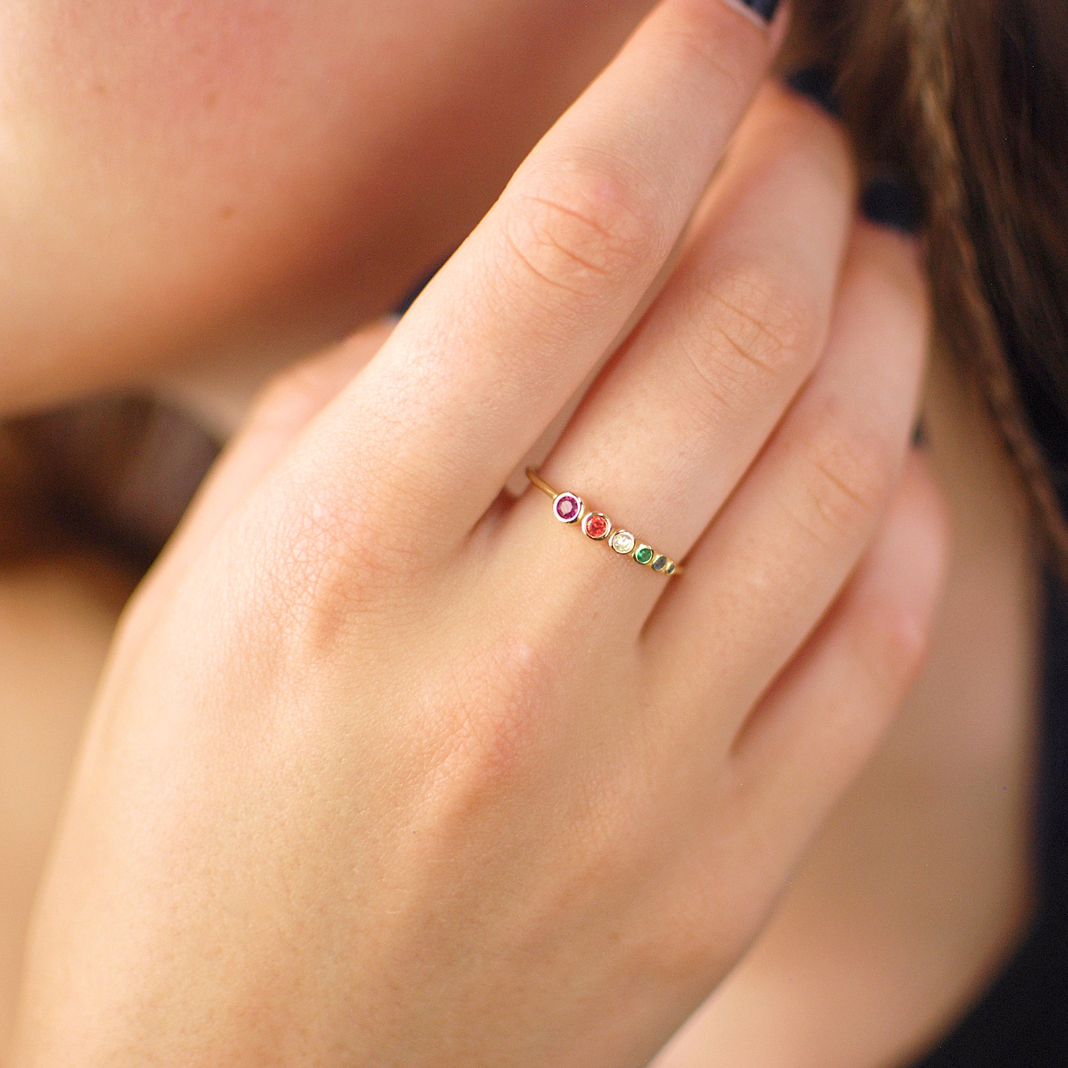 Ring with 2025 rainbow stones