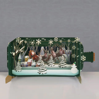 Village and Santa Sleigh Message In A Bottle Card