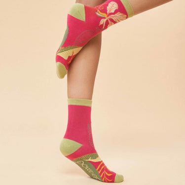 Delicate Tropical Rose Design Ankle Socks