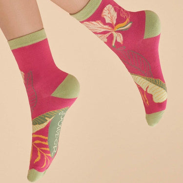 Delicate Tropical Rose Design Ankle Socks