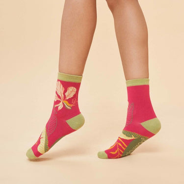 Delicate Tropical Rose Design Ankle Socks