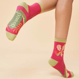 Delicate Tropical Rose Design Ankle Socks