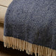 Fishbone Wool Throw Navy