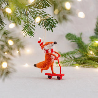 Felt Scooter Fox Christmas Decoration