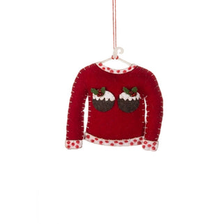 Felt Xmas Pudding Jumper Decoration