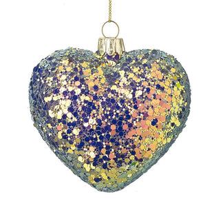 Glittery Glass Heart Bauble