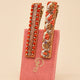 Coral Ovals/Beads Narrow Jewel Hair Bar Pair