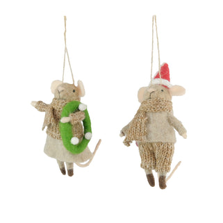 Hanging Felt Mouse with Scarf or Wreath