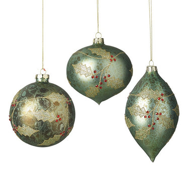 Holly Berry Glass Baubles