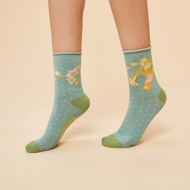 Hummingbird Ankle Socks Aqua