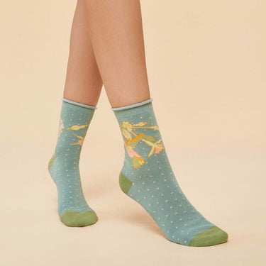 Hummingbird Ankle Socks Aqua