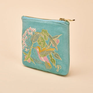 Hummingbird Design Velvet Mini Pouch