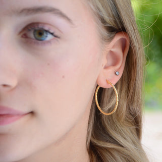 Gold Textured Large Hoop Earrings