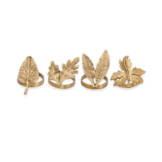 Brass Leaf Napkin Rings Set