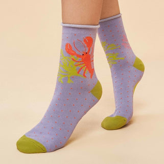 Lobster Buddies Design Ankle Socks Lavender