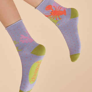 Lobster Buddies Design Ankle Socks Lavender