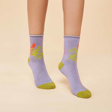 Lobster Buddies Design Ankle Socks Lavender