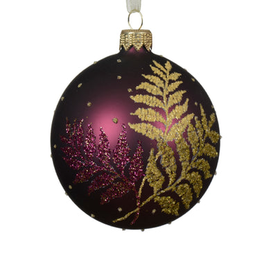 Purple and Gold Fern Leaf Bauble