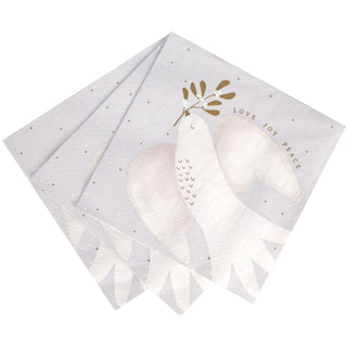 Mistletoe Dove White Paper Napkins