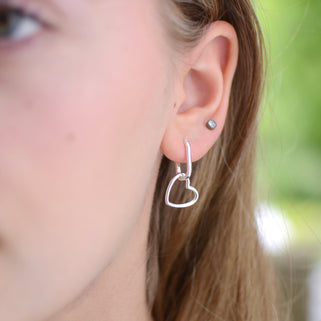 Sterling Silver Open Heart Shape Hoop Earrings