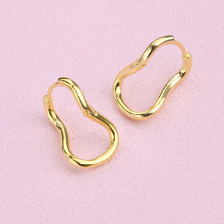 Gold Organic Twist Hoop Earrings shown close up