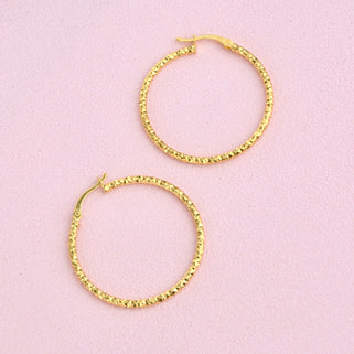 Gold Textured Large Hoop Earrings