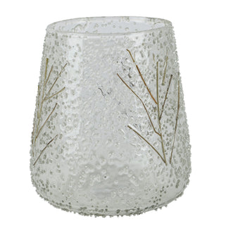 Textured Glass Tealight Holder with Gold Detail