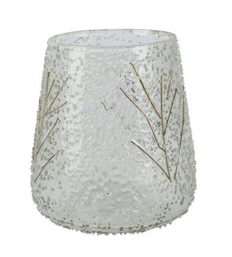 Textured Glass Tealight Holder with Gold Detail