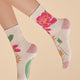 Tropical Floral/Fauna Ankle Socks in Coconut