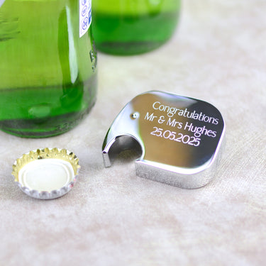 Personalised Elephant Shape Three Way Bottle Opener shown close up