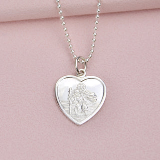 Personalised St Christopher Heart Birthstone Necklace