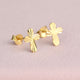 Gold plated Faceted Cross Stud Earrings shown close up