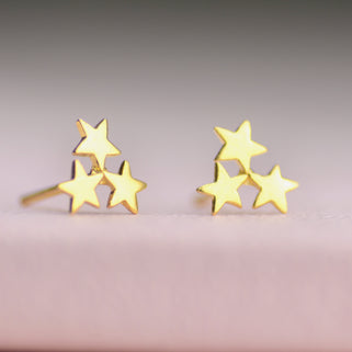 Gold Vermeil Mini Star Cluster Stud Earrings shown close up for detail