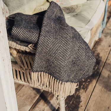 Herringbone Vintage Wool Throw