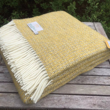 Illusion Yellow and Grey Wool Throw