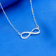 Personalised Sterling Silver Infinity Necklace shown close up