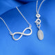 Personalised Sterling Silver Infinity Necklace shown close up