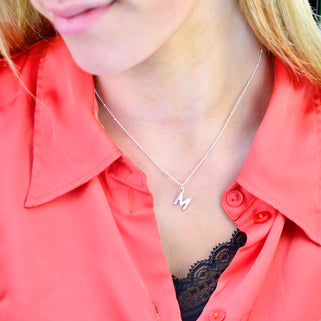 Sideways m sale initial necklace