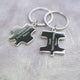 Personalised Couples Jigsaw Keyrings Set shown close up