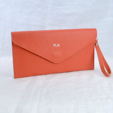 Personalised Monogram Italian Leather Clutch Bag