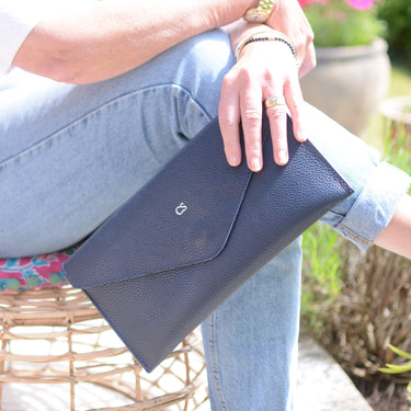 Personalised Monogram Italian Leather Clutch Bag