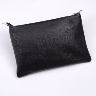 Personalised Monogram Large Leather Clutch Or Crossbody Bag shown in black