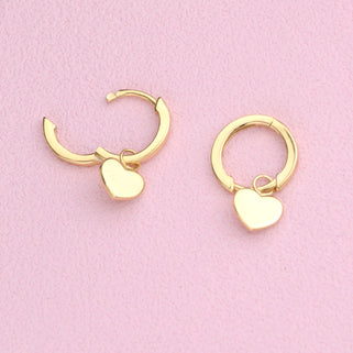 Gold Modern Heart Huggie Earrings