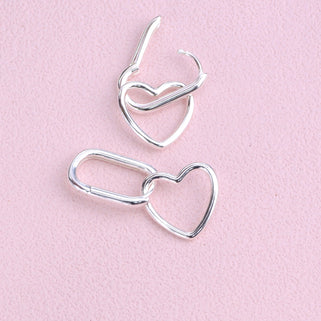 Sterling Silver Open Heart Shape Hoop Earrings