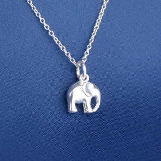 Personalised Silver Elephant Charm Necklace shown close up