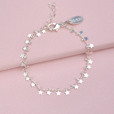 Personalised Mini Silver Star Cluster Bracelet shown close up