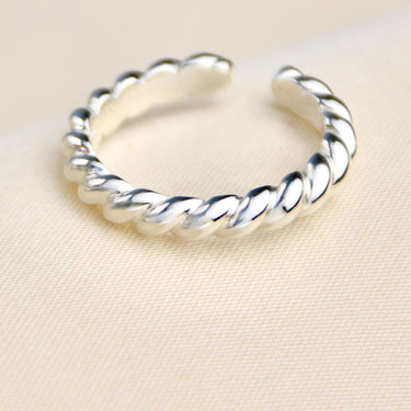 Adjustable Unisex Sterling Silver Rope Twist Ring