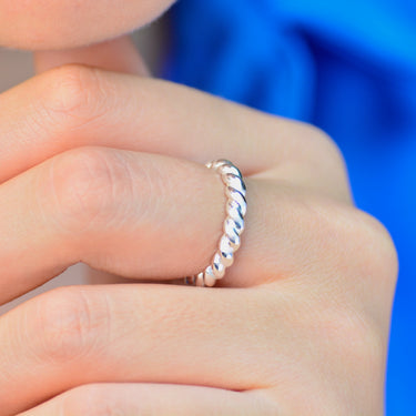 Adjustable Unisex Sterling Silver Rope Twist Ring